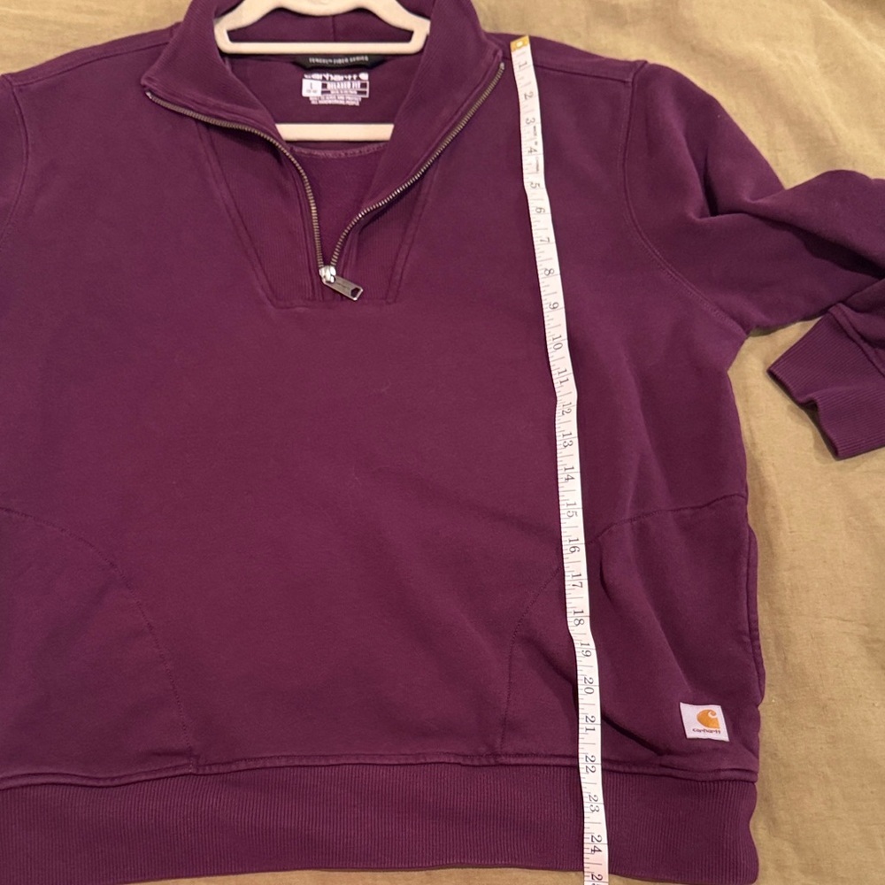 Carhartt Women’s Dark Plum Half-Zip Sweatshirt - Picture 10 of 11